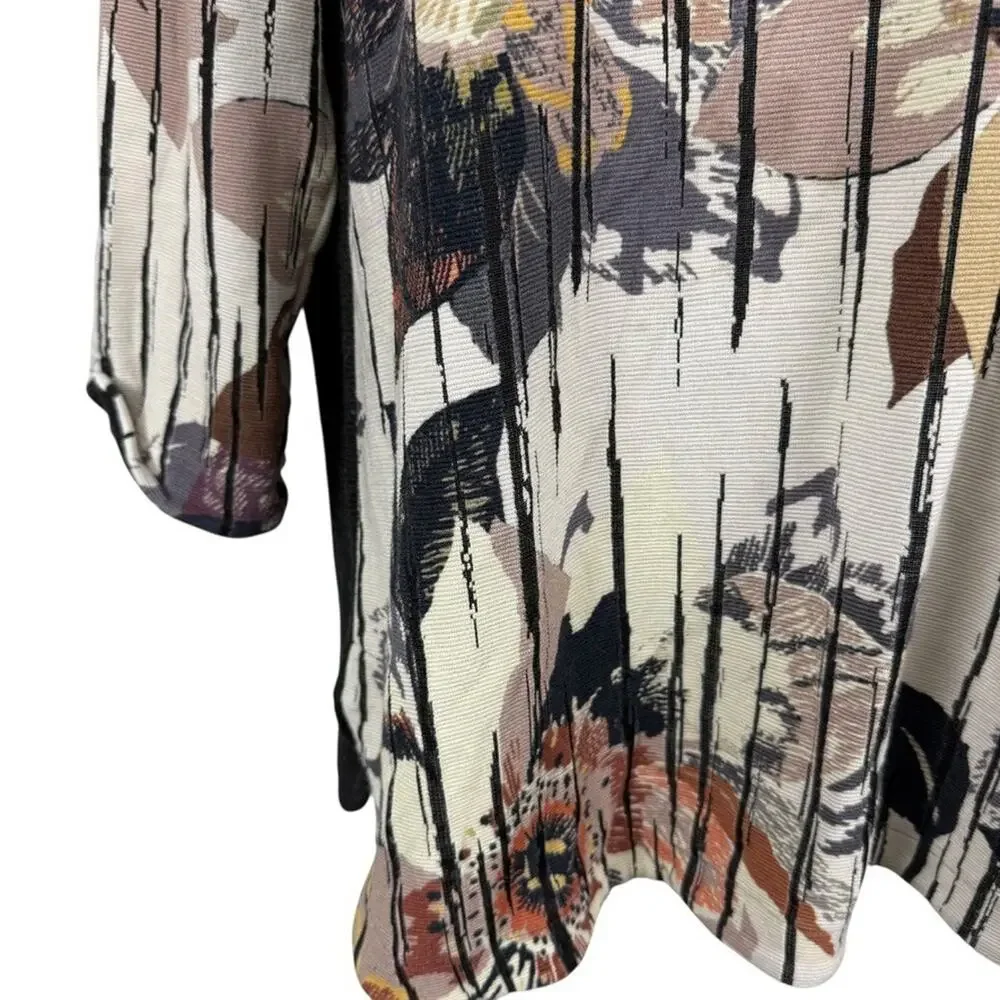 John Mark Womens Floral Long Sleeve Oversized Longline Pullover Sweater sz M